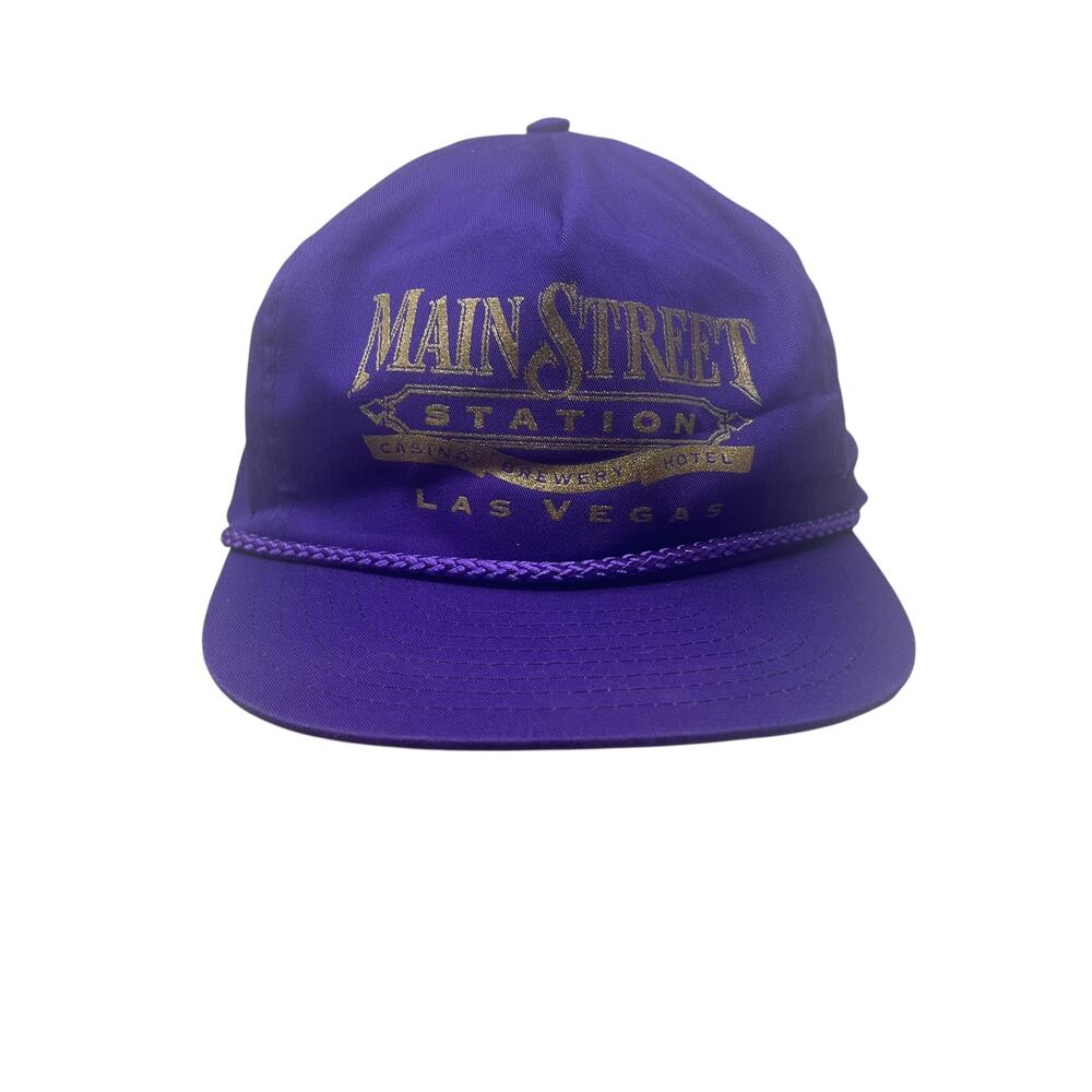 Vintage Main Street Station Casino Las Vegas Snapback Hat Purple Gold Logo